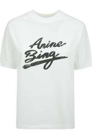 ANINE BING Top, Dame, , XS, Bomuld, Bomuld Crewneck T-shirt med Kontrast Grafik