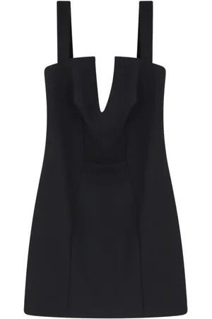 Givenchy Kjole, Dame, Sort, XS, Polyester, Sort V-udskæring Kjole Italien Lavet