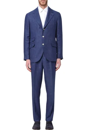Brunello Cucinelli Jakkesæt, Herre, Blå, 2XL, Indigo Skræddersyet Jakkesæt