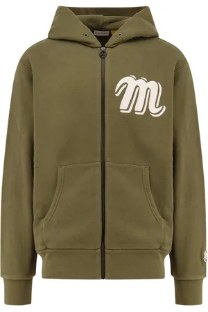 Moncler Sweathshirts & Hoodies, Herre, Brun, XL, Bomuld, Brun Sweater med hætte og lynlås
