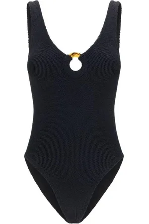 Hunza G Badetøj, Dame, Sort, ONE SIZE, Elegant Badedragt med Cirkulært Udsnit