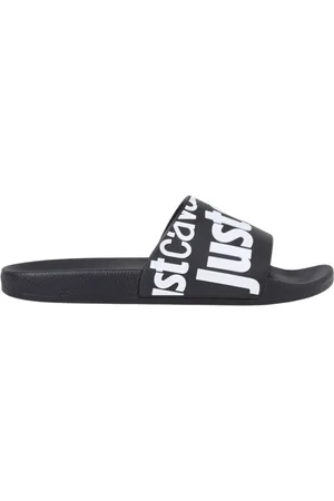 Roberto Cavalli Sko, Herre, Sort, 44 EU, Logo Print Sorte Sandaler