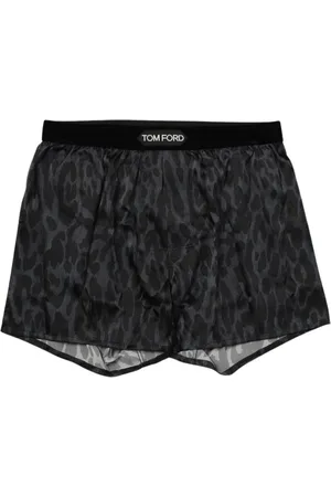 Tom Ford Undertøj, Herre, Blå, S, Leopard Print Silke Boxershorts