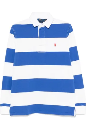 Ralph Lauren Top, Herre, Blå, L, Bomuld, Blå Twill Rugby Krave T-shirt