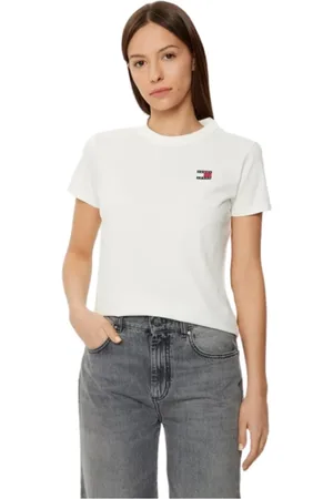 Tommy Hilfiger Top, Dame, Hvid, L, Bomuld, Hvid Logo Bomuld T-shirt