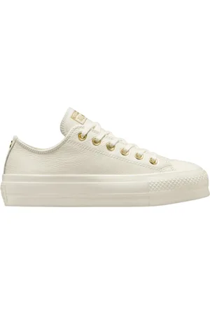 Converse Sko, Dame, Hvid, 37 1/2 EU, Læder, Hvide høje platform sneakers