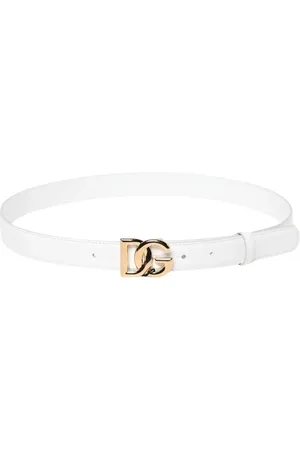 Dolce & Gabbana Tilbehør, Dame, Hvid, 75 CM, Læder, Sort læderbælte med DG-logo