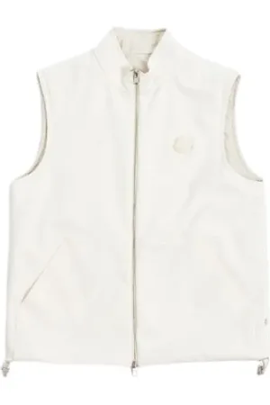 Moncler Jakke, Herre, Hvid, XL, Bomuld, Vendbar Quiltet Bomuldsvest