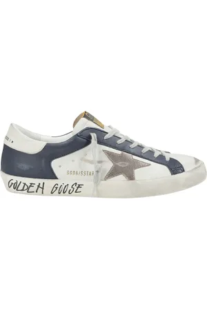 Golden Goose Sko, Herre, Hvid, 46 EU, Læder, Læder Super-Star Sneakers med Grafiske Dekorationer