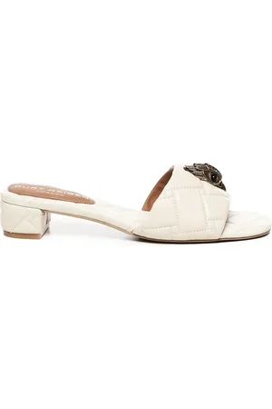 Kurt Geiger Sko, Dame, Hvid, 36 EU, Læder, Sandaler i quiltet læder med rhinstenørn