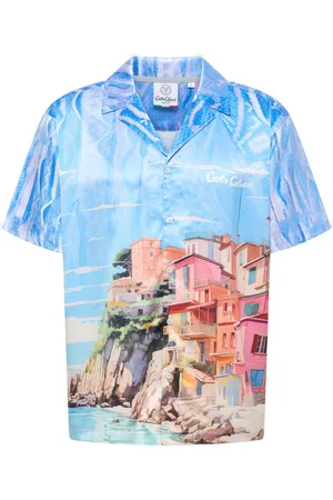 Carlo Colucci Skjorte, Herre, Blå, M, Middelhavs Oversize Skjorte