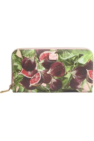 Dolce & Gabbana Tilbehør, Dame, Flerfarvet, ONE SIZE, Læder, Multifarvet Fig Frugt Læder Pung