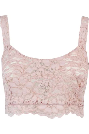 A PAPER KID Top, Dame, Lyserød, 2XS, Bomuld, Blomstret Blonde Crop Top