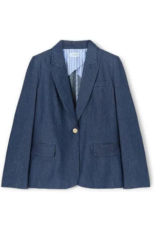 Motivi Jakke, Dame, Blå, 2XS, Denim, Enkeltknap blazer i denim-lyocell-blanding