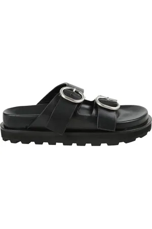 Jil Sander Sko, Dame, Sort, 38 EU, Spænde Lave Sandaler med Hævet Sål