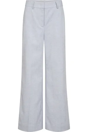 Co`Couture Bukser, Dame, Blå, XL, Linned, Linned Wide Leg Bukser Lyseblå