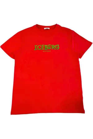 Iceberg Top, Herre, Rød, M, Bomuld, Rød Logo Print Crew Neck T-Shirt