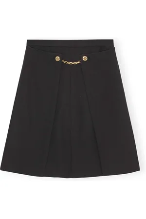 Ganni Nederdel, Dame, Sort, S, Uld, Light Twill Suiting Skirt