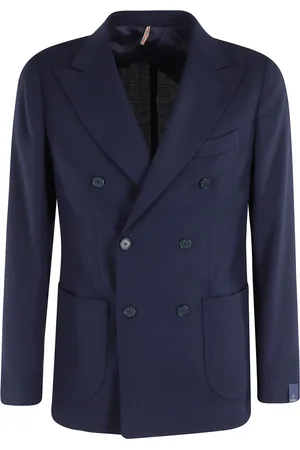 Biagio Santaniello Jakke, Herre, Blå, L, Uld, Blå Hopsack Stretch Blazer