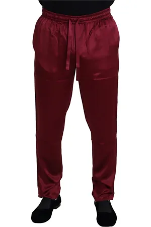 Dolce & Gabbana Bukser, Herre, Rød, M, Uld, Silke Lounge Bukser i Bordeaux