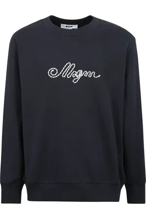 Msgm Sweathshirts & Hoodies, Herre, Blå, M, Bomuld, Bomuld Jersey Crewneck Sweater