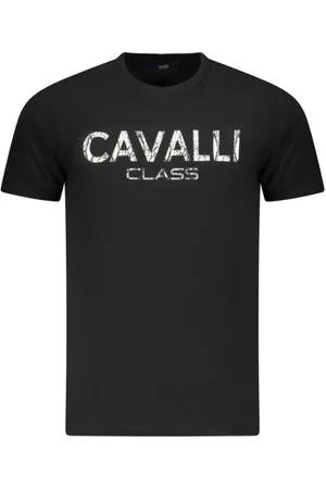 Roberto Cavalli Top, Herre, Sort, XL, Bomuld, Premium T-shirt med fedt tryk