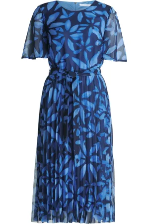Betty & Co Kjole, Dame, Blå, M, Chiffon, Chiffon kjole med plissering