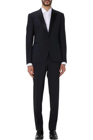 Emporio Armani Jakkesæt, Herre, Blå, M, Uld, Luksus Sort Tuxedo Suit