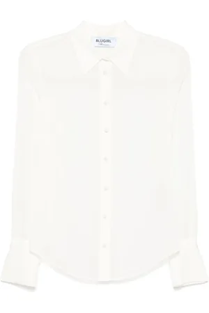 Blugirl Bluser & Skjorter, Dame, Hvid, S, Hvid Button-Up Skjorte med Box Pleat