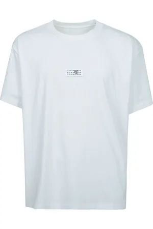 Maison Margiela Top, Herre, Hvid, XL, Bomuld, Bomuld Crewneck T-shirt med Logo
