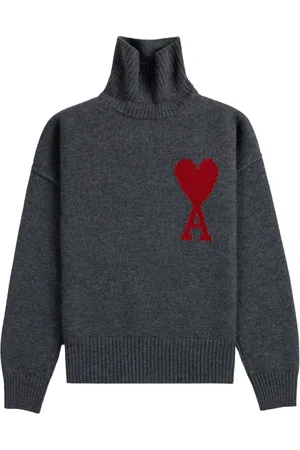 Ami Strik, Herre, Grå, M, Uld, Stor Ami de Coeur Sweater