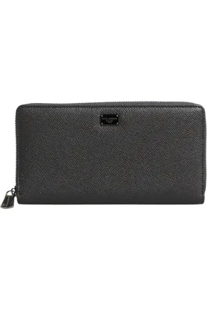 Dolce & Gabbana Tilbehør, Dame, Grå, ONE SIZE, Læder, Mørk Grå Læder Lynlås Pung