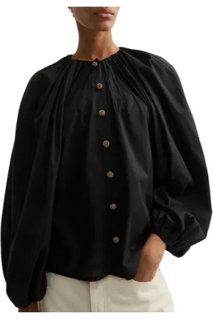 LAURENCE BRAS Bluser & Skjorter, Dame, Sort, M, Bomuld, Sort Bomuld Sejr Skjorte