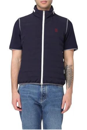 Brunello Cucinelli Jakke, Herre, Blå, M, Uld, Quiltet Jakkevest