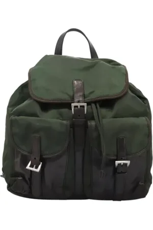 Prada Pre-owned, Dame, Grøn, ONE SIZE, Nylon, Pre-owned nylon rygsaekke