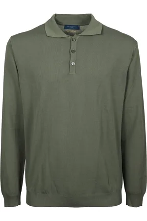 Daniele Fiesoli Top, Herre, Grøn, XL, Bomuld, Grøn Bomuld Crepe Polo Skjorte