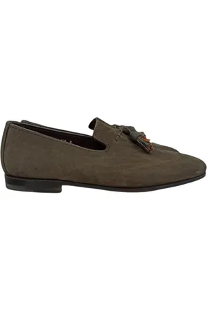 santoni Sko, Herre, Grøn, 43 1/2 EU, Nubuck Loafer Sko