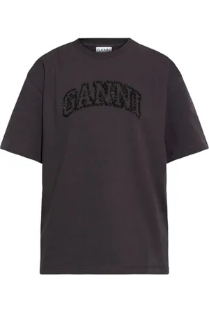 Ganni Top, Dame, Sort, XS, Bomuld, Sort Bomuld Crew Neck T-shirt