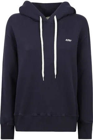 Autry Sweathshirts & Hoodies, Dame, Blå, XL, Uld, Hoodie med broderet logo