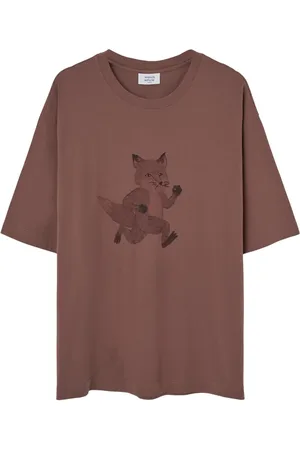 Maison Kitsuné Top, Herre, Brun, L, Speedy Fox Skjorte