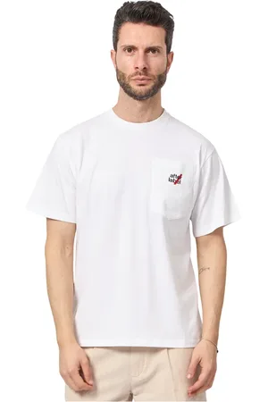 afterlabel Top, Herre, Hvid, S, Bomuld, Hvid Bomuld T-shirt med Logolomme
