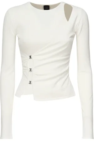 Pinko Strik, Dame, Hvid, S, Polyester, Elite Viskose Sweater