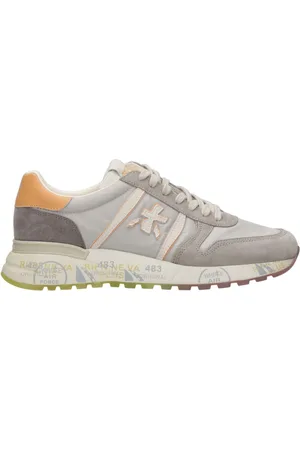 Premiata Sko, Herre, Flerfarvet, 41 EU, Læder, Beige+Taupe Sneakers med Læderindsatser