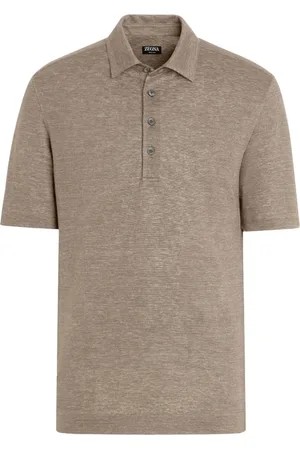 Ermenegildo Zegna Top, Herre, , XL, Linned, Linned polo skjorte med 3 knapper