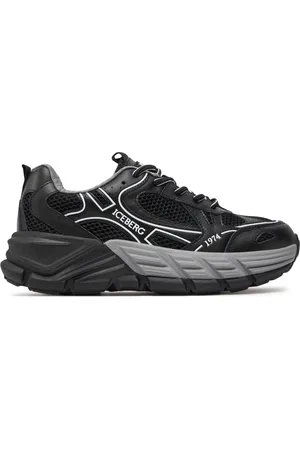 Iceberg Sko, Herre, Sort, 42 EU, Læder, Sorte Herre Sneakers Forår/Sommer Trendy Stil
