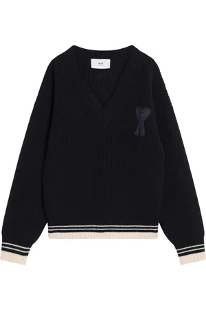 Ami Strik, Herre, Blå, S, Uld, V-hals Top