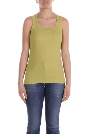 Pinko Top, Dame, Grøn, L, Bomuld, Grøn Logo Front T-shirts og Polos