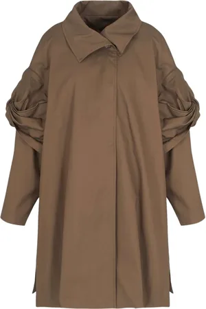 Emporio Armani Frakke, Dame, Brun, S, Bomuld, Grøn-brun bomuldfrakke med aftagelige ærmer