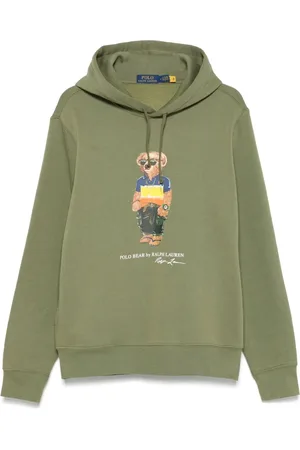 Ralph Lauren Sweathshirts & Hoodies, Herre, Grøn, L, Bomuld, Grøn sweater med Polo Bear print
