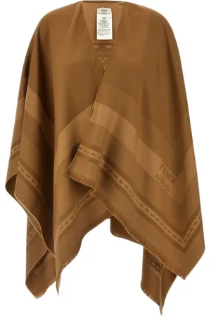 Fendi Jakke, Dame, Brun, ONE SIZE, Uld, Luksuriøst Brun Uldtørklæde